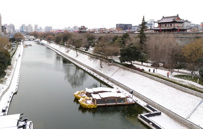 西安護城河水系70余年后首次全線貫通